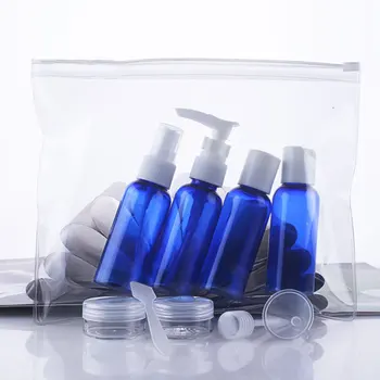 Modrá cestovných veľkosť fľaše nastaviť kozmetika balenie 10pc/set plastové cestovné fľaše auta ,50 ml krém, krém, sprej fľaše, Nádoby