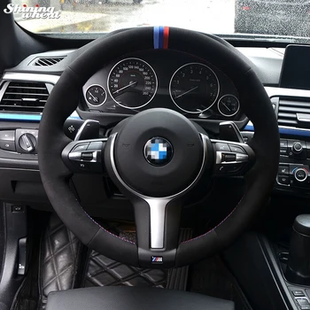 Modrá Tmavo modrá Červená Značka Čierny Semišový Volant, Kryt pre BMW F33 428i F30 320d 328i 330i 2016 M3 M4-2016