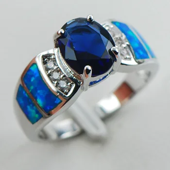 Modré Crystal Zirkón Modrý Opál 925 Sterling Silver Veľkosť Prsteňa 6 7 8 9 10 R1280