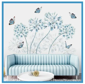 Modré Kvety Motýľ Samolepky Na Stenu Domova Čelo Wall Board Nástenná Maľba Plagát Pozadia, Tapety, Dekoratívne Umenie Obtlačky