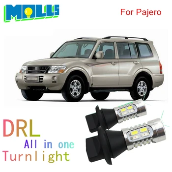 Molls Pre Mitsubishi pajero sport LED DRL Svetlá pre Denné svietenie&Prednú smerovku svetlo, Všetko V Jednom doprava zadarmo
