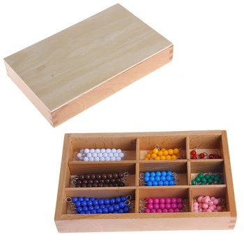 Montessori Matematiky Materiál 1-9 Korálky Bar v Drevenej Krabici Začiatku Predškolského Hračka
