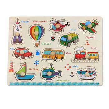 Montessori Materiál Senzorické Vozidiel Puzzle s Gombíkmi, Montessori Vzdelávacích Drevené Hračky Pre Deti Raného Vzdelávania UD0364H