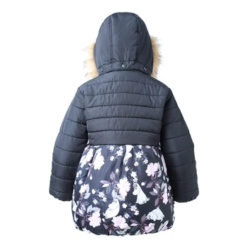 Moomin zimné dievčatá Bunda nové módne Bežné Zips s Kapucňou MOOMIN teplý kabát Geometrické black Broadcloth dievčatá vetrovka