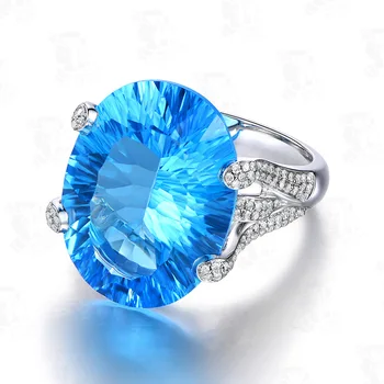 MOONROCY Drop Shipping Šperky Veľkoobchod Strieborná Farba Cubic Zirconia Nadsázka Oválne Modré Crystal snubný Prsteň pre Ženy Darček