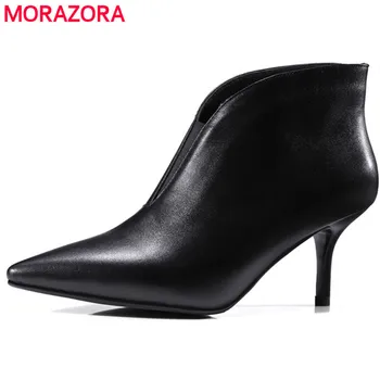 MORAZORA Tenké podpätky, topánky žena originálne kožené topánky dve farby, módne obuv členková obuv pre ženy, najvyššej kvality