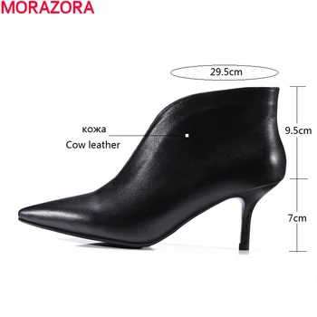 MORAZORA Tenké podpätky, topánky žena originálne kožené topánky dve farby, módne obuv členková obuv pre ženy, najvyššej kvality