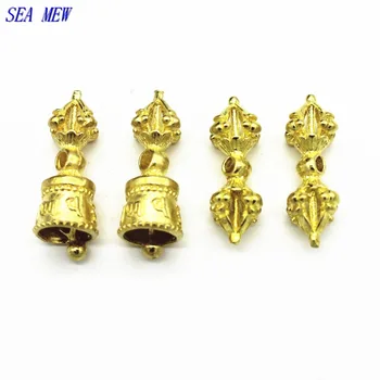 MORE MEW 5 Stanovuje 8*20 mm Vintage Tibetskej Budhistickej Čistej Mosadze Dištančné Korálky Vajry Pestle Vajra Bell zobrazili kľúčové tlačidlá Pre Šperky Robiť