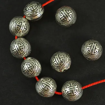 MORE MEW 9*10 mm Vintage Kovové Tibetskej Zliatiny Striebra, Vyrezávané Dištančné Korálky Nepál Kolo Perličiek DIY Šperky Komponenty 50 KS
