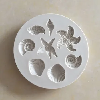 Morské tvory conch hviezdice flip shell tortu silikónové formy DIY čokoláda formy kuchyňa kvapaliny tortu h782