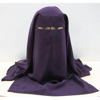 Moslimská Šatka na krk Šatku Islamskej 3 vrstvy Niqab Burqa Kapoty Hidžáb Spp Závoj pokrývku hlavy Black bočný Kryt Abaya Štýl Zábal Hlavu Pokrýva