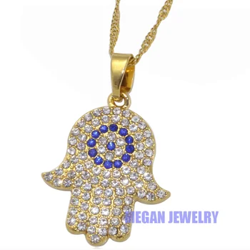 Moslimské turecký Hamsa Ruky Fatimy, zlým okom crystal prívesok & náhrdelník pre ženy & mužov, Islam Darček a Šperky