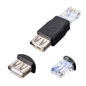 Mosunx USB Typ A Samica Na RJ45 Muž Adaptér siete Ethernet Router Konektor Zástrčku Feb 7 Kvapka Loď