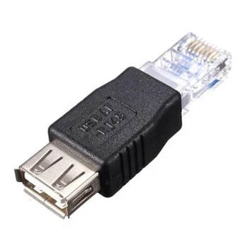 Mosunx USB Typ A Samica Na RJ45 Muž Adaptér siete Ethernet Router Konektor Zástrčku Feb 7 Kvapka Loď