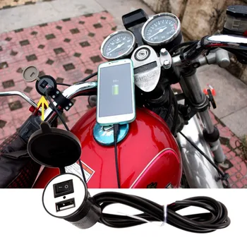 Motocykel 12V/24V Nepremokavé USB Napájanie Nabíjačky Zásuvky s Bezpečnostným ON/OFF vypínač pre Mobilný Telefón, Moto Príslušenstvo