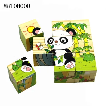 MOTOHOOD 3D Zvierat Panda Dieťa Inteligencie Hračky, Drevené Hračky Pre Deti Osvietil Blok & Budovy Hračky