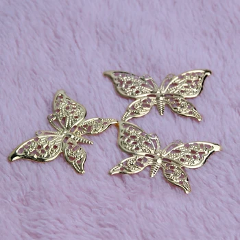 Motýľ Filigránske Zábaly 30Pcs Zlaté Kovové Konektory Remesiel 39x25mm Pre Šperky, Takže DIY Príslušenstvo Kúzlo Prívesok Filigránske