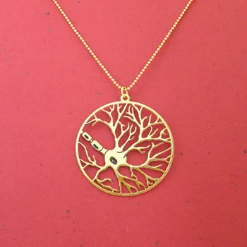 Mozgové bunky Neurónu v kruhu náhrdelník - psychológia náhrdelník - biológia šperky Štítok Gold Silver Rose Gold zadarmo loď 12pcs/veľa