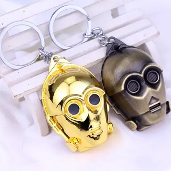 MQCHUN Film Star Wars Keychain Robot C-3PO, Zlatá Maska Obrázok 4cmx5.5 cm prívesok na Krúžok Držiak pre Fanúšikov Šperkov llaveros