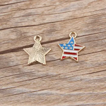 MRHUANG 10pcs/pack Americké Vlajky Smalt Charms Zliatiny Prívesok vhodný na náramok DIY Módne Šperky Príslušenstvo