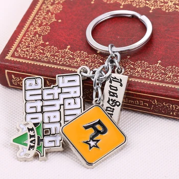 MS ŠPERKY Film a Hra GTA5 Hry Grand Theft Auto V Keychain Kovové Tlačidlo Krúžky Pre Dar Chaveiro Kľúč reťazca