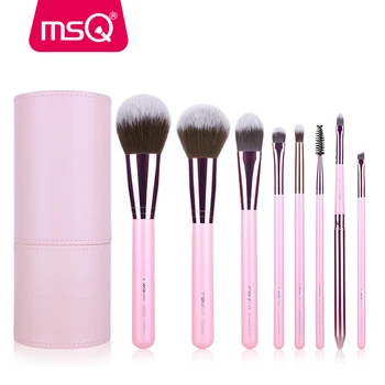 MSQ 8pcs make-up Sada štetcov Profesionálne Kozmetické Krásy Nástroj Make up Ružová Kefa S PU Kožené Valec Nadácie Prášok Nástroj