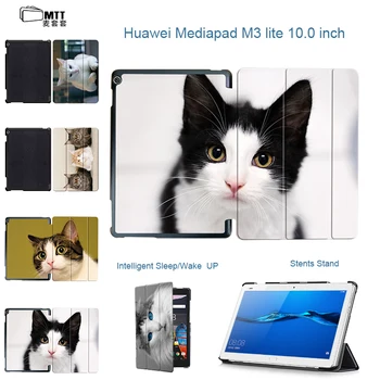 MTT Roztomilé Zvieratko Mačky Prípade Huawei MediaPad M3 lite 10 M3 Zahŕňa lite10 BAH-W09 BAH-AL00 Ochranné PU Kožené Stojan Tabletu prípadoch