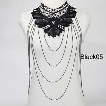 Multi layer Reťazca náhrdelník Ženy Strapec Náhrdelníky&prívesky Čiernej Čipky Collares veľký náhrdelník Ženy Maxi Colar