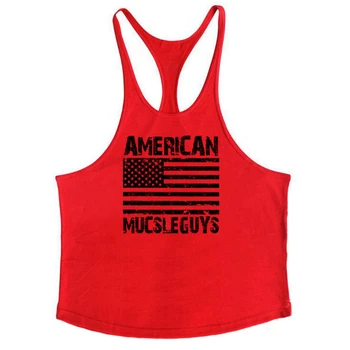 Muscleguys Značky Fitness Mužov Stringer Tank Topy Americkú Vlajku USA Tlač Telocvične Oblečenie Kulturistike Košele bez Rukávov Tričko