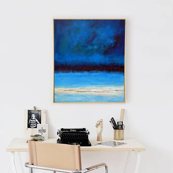 MUYA Vertikálne Abstraktnú olejomaľbu na plátne, ručne vyrábané slávny obraz reprodukcia modrý oceán moderné obrazy pre obývacia izba