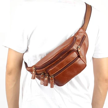 Muž kusy cowhide muž taška multi-vrecko pás pack bežné hrudníka pack pravej kože malá taška