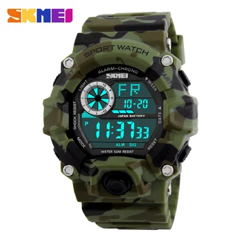Muži Digitálne Športové Hodinky S-Shock Hodinky SKMEI Mužov Armády Kamufláž Vojenské Multifunkčné náramkové hodinky relogio masculino