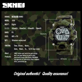 Muži Digitálne Športové Hodinky S-Shock Hodinky SKMEI Mužov Armády Kamufláž Vojenské Multifunkčné náramkové hodinky relogio masculino