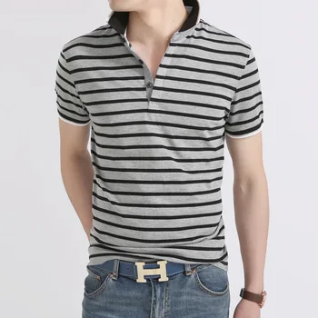 Muži polo tričko [Stock] kórejský pánske tričko s Krátkym rukávom letné opravy polo pánske bežné klope prekladané camisa polo 6556