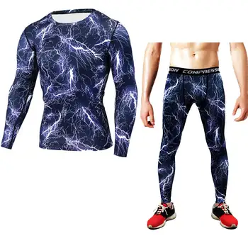 Muži Pro Fitness Sady QUICK-DRY Komprimovať Cvičenie Gymming Top + T-tričko Tee Športové Oblečenie, Oblečenie Beží Yogaing Tee Tričko 81