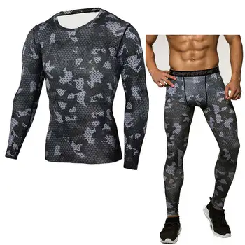 Muži Pro Fitness Sady QUICK-DRY Komprimovať Cvičenie Gymming Top + T-tričko Tee Športové Oblečenie, Oblečenie Beží Yogaing Tee Tričko 81