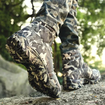 Muži Vojenské Armády Boot 2018 Jar Kvalitné Nepremokavé Plátno Kamufláž Taktický Boj Púšti Členkové Topánky Pánske Topánky