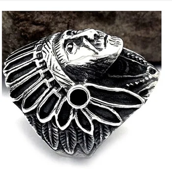 Mužov Silver black Indiánsky Náčelník, Vedúci Biker kapela Krúžok z nehrdzavejúcej ocele ,módne Zlatá Farba prst prsteň, šperky,NÁM veľkosť prsteňa