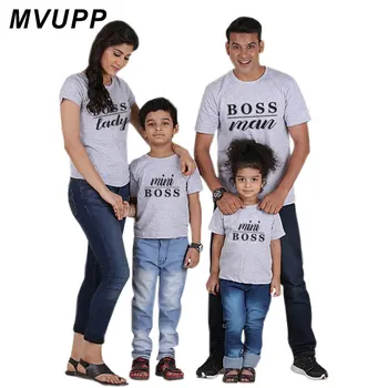 MVUPP rodiny kostýmy krátky rukáv topy tee koruny rodinné t-shirt lady muž boss a baby deti zodpovedajúce oblečenie bežné mikina