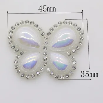 Móda 10pc Butterfly Design Hot Fix Motív AB farba lvory pearl Drahokamu dekorácie 2017 Svadobné Šaty Deti Oblečenie DIY patch