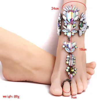 Móda 2018 Členok Náramok Svadobné Sandále Naboso Pláži Nohy Šperky Sexy Koláč Nohu Reťazca Žena Boho Crystal Anklet pre 1 nôh