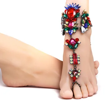 Móda 2018 Členok Náramok Svadobné Sandále Naboso Pláži Nohy Šperky Sexy Koláč Nohu Reťazca Žena Boho Crystal Anklet pre 1 nôh