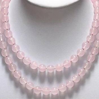 Móda 35 palec 8mm pink rose náhrdelník kolo chalcedony jades guľôčky z prírodného kameňa semi-precious stone diy ženy strany darček MY5301