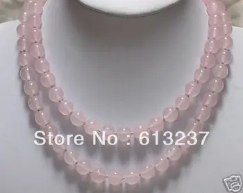 Móda 35 palec 8mm pink rose náhrdelník kolo chalcedony jades guľôčky z prírodného kameňa semi-precious stone diy ženy strany darček MY5301