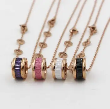 Móda 4 farby kameňa prívesok náhrdelníky pre ženy reťazca, z nehrdzavejúcej ocele roman písmená náhrdelník collier femme collares mujer