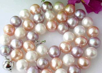 Móda 8-9 mm multicolor prírodné sladkovodné kultúry pearl okrúhle korálky vysoko kvalitné ženy strany weddigns darček náhrdelník 18