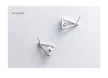Móda 925 Sterling Silver Trojuholník S Pearl Stud Náušnice Šperky Pendientes Brincos Módne Šperky