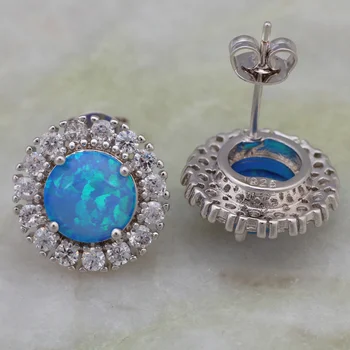 Móda Bijoux Modrý opál náušnice 925 Silver prekrytie dámske stud náušnice, módne šperky E354