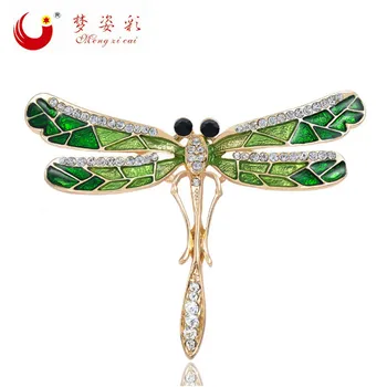 Móda Crystal Vintage Smalt Dragonfly Brošňa Kovové Hmyzu Kamienkami Broche Roztomilý Drahokamu Brošne Bižutérie X1136