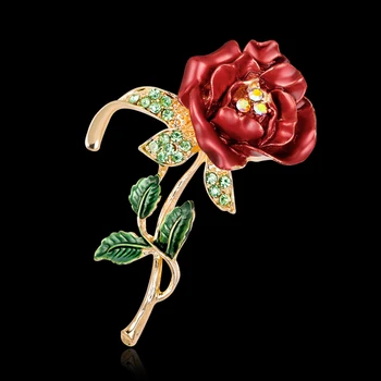 Móda Drahokamu Ruže Kvet Smalt Brošňa Pin Dámske Svadobné Svadobné Šperky Šatku Hidžáb Klipy Spille Mujer Broches